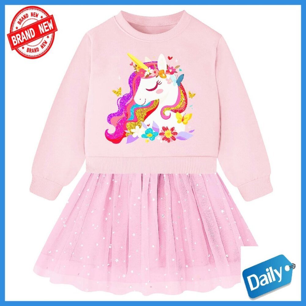 Girls Long Sleeve Sequin Tulle Party Dress Toddler 2-7 Years